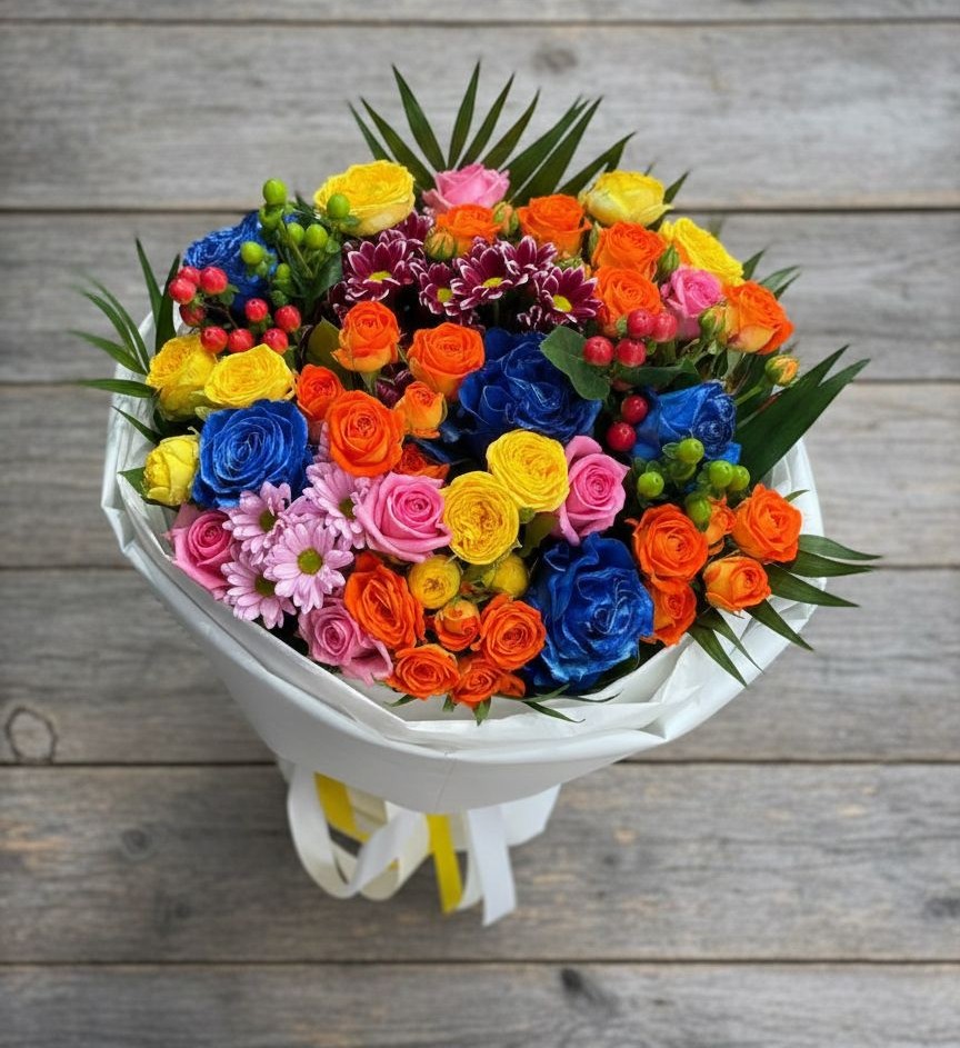 Букет цветов из: Розы и Хризантемы в Сергеевке