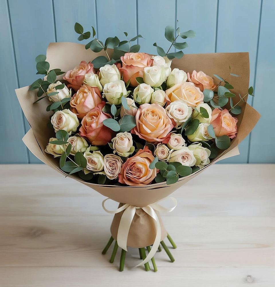 Букет цветов из: Альстромерии и Розы в Сергеевке