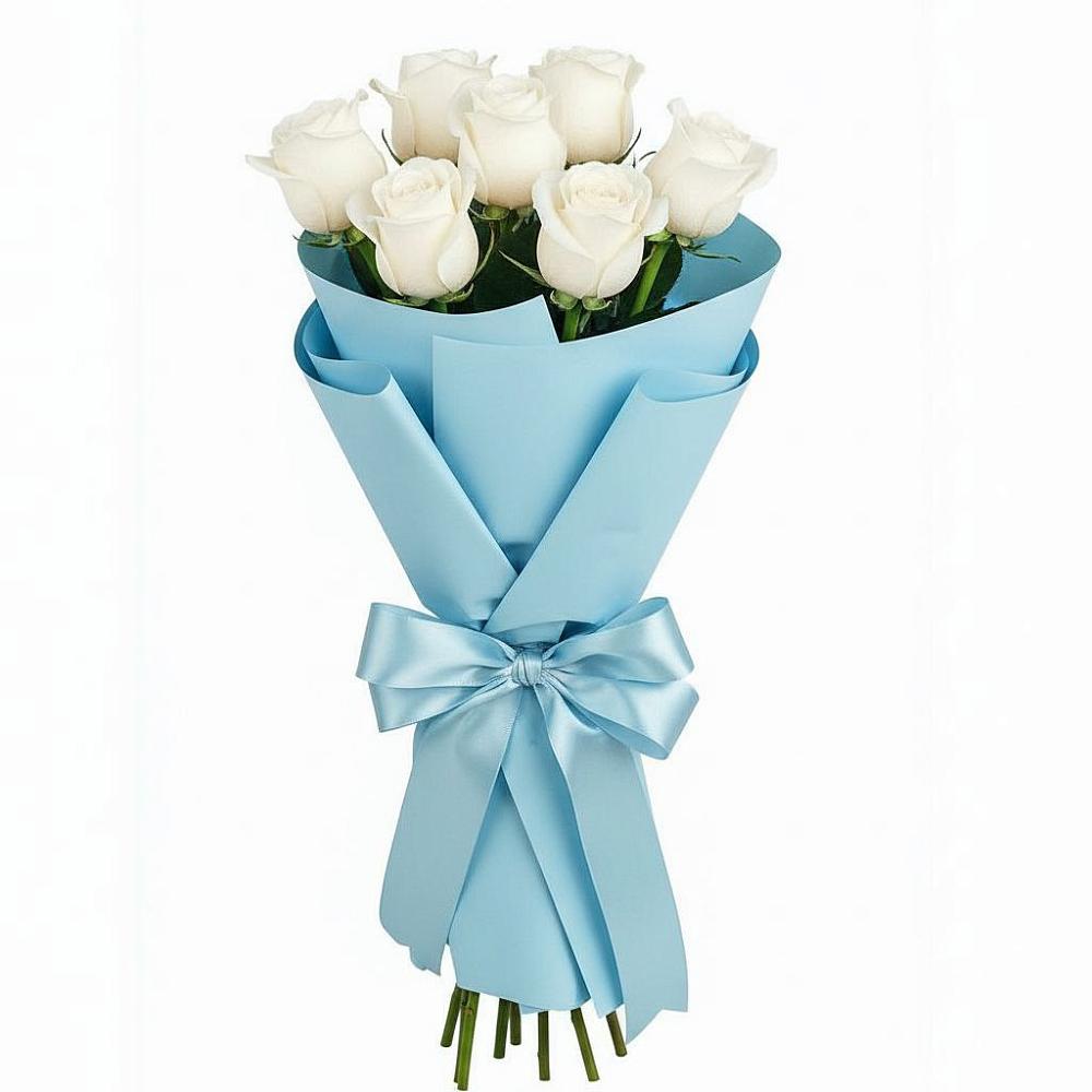 Букет 7 белых роз Проуд в Сергеевке