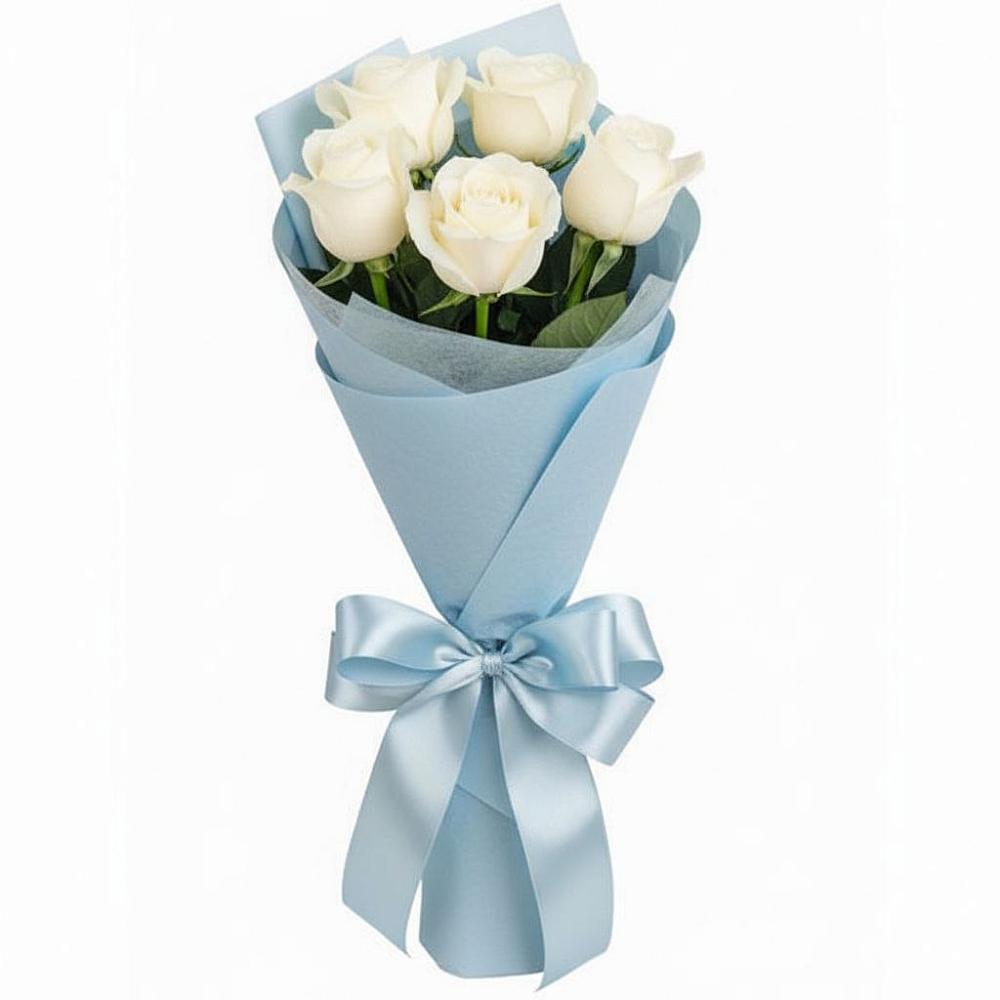 Букет 5 Белых роз Проуд в Сергеевке
