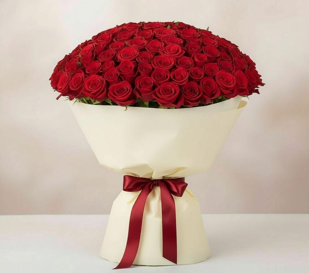 Букет 101 Красная роза Милано в Сергеевке
