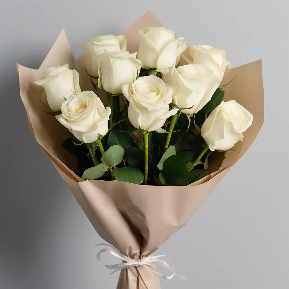 Букет 9 Белых роз Эдлесс Лав в Сергеевке