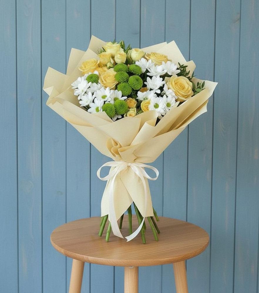 Букет цветов из: Хризантемы и Розы в Сергеевке