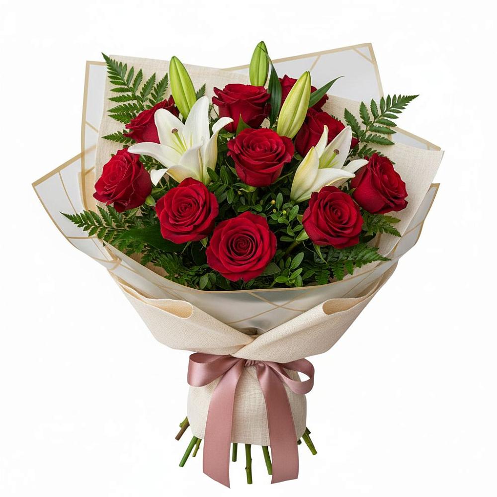 Букет цветов из: Лилии и Розы в Сергеевке