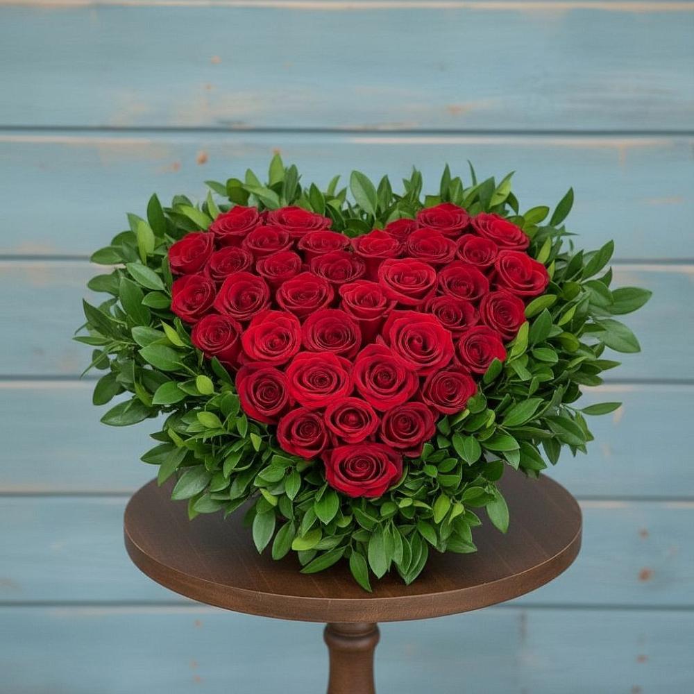 Цветочная композиция из Розы в виде сердца в Сергеевке