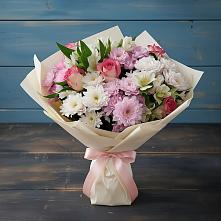 Букет цветов из:  Хризантемы, Альстромерии и Розы в Сергеевке