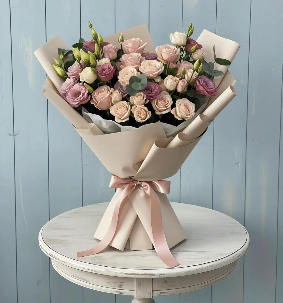 Букет цветов из: Розы и Лизиантусы в Сергеевке