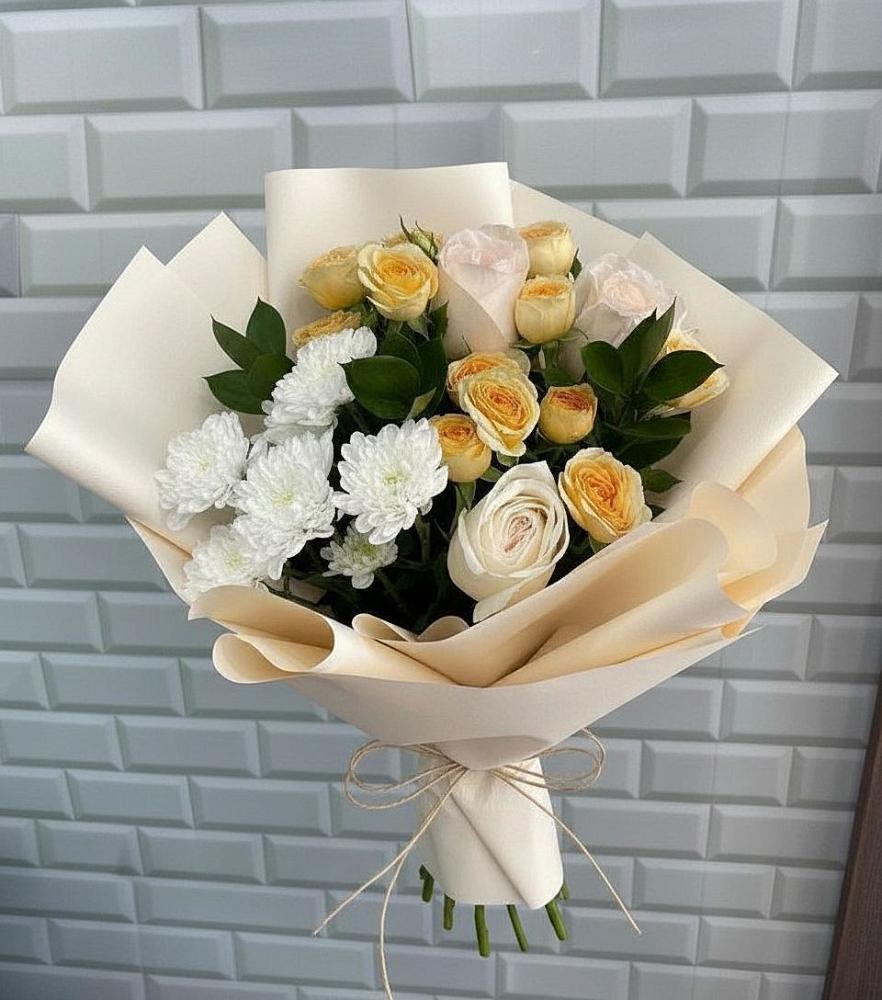 Букет цветов из: Розы и Хризантемы в Сергеевке