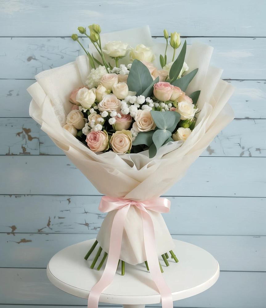 Букет цветов из: Розы и Лизиантусы в Сергеевке