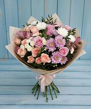 Букет цветов из:  Хризантемы, Розы и Альстромерии в Сергеевке