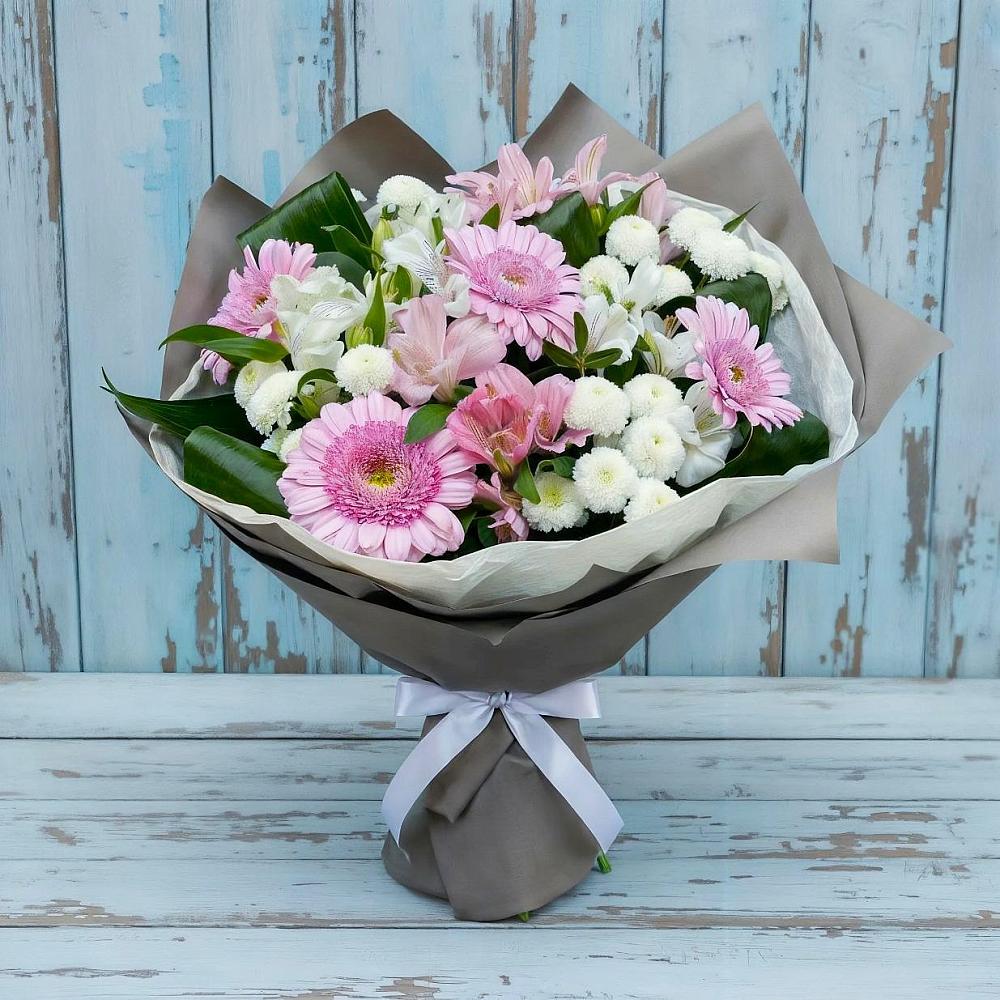 Букет цветов из: Герберы, Альстромерии и Хризантемы в Сергеевке
