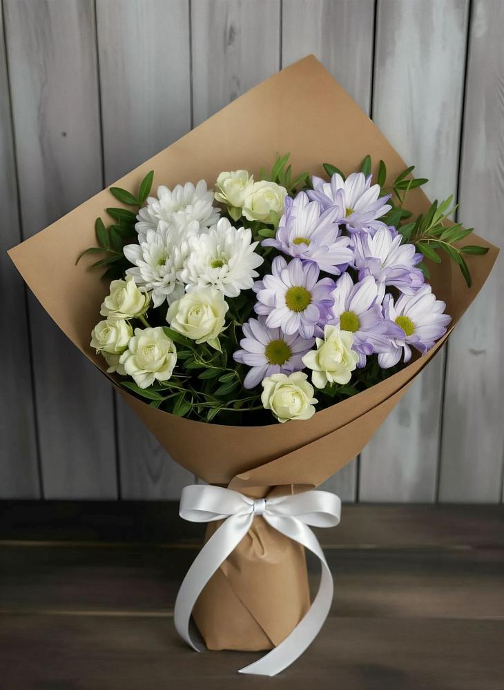 Букет цветов из: Хризантемы и Розы в Сергеевке